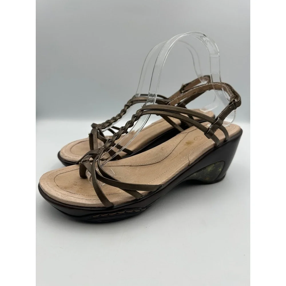 Jambu Linda Wedge Sandals Womens 9M Bronze Braided Strappy Sport Shoes